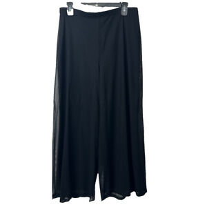 Tadashi Women's XL Pants Black Sheer Overlay Wide Leg Palazzo Pull On Pants D2